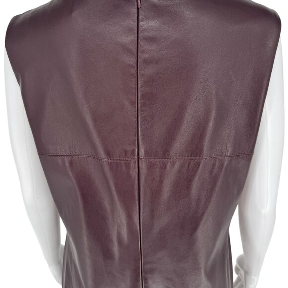 Pamella Roland Burgundy Leather Shift Dress – Excellent Pre-Owned Condition - Picture 8 of 12